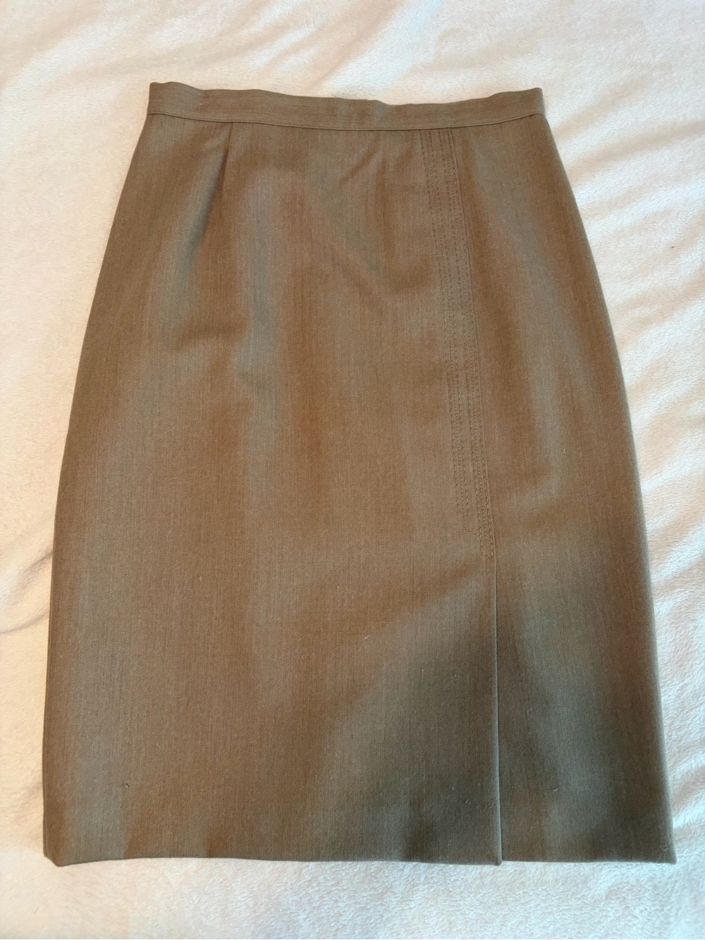 Tailored Tan Pencil Virginie Wool Skirt